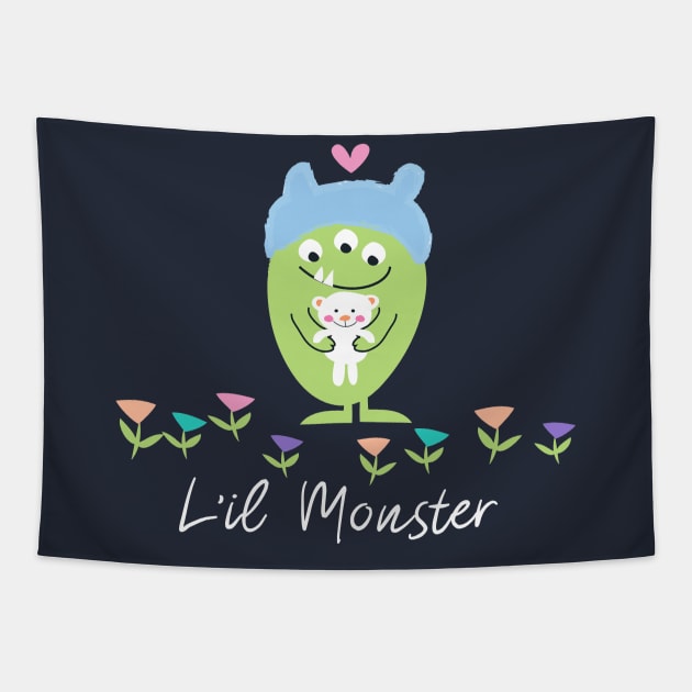 L'il Monster with white copy Tapestry by tfinn
