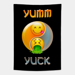 Yumm Yuck Emoji English Words Print Tapestry