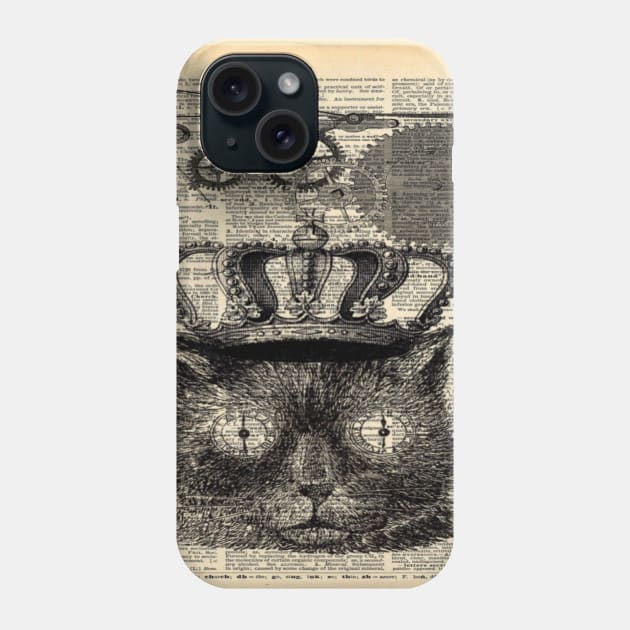 Dark Academia skeleton keys steampunk gear halloween spooky black cat Phone Case by Tina