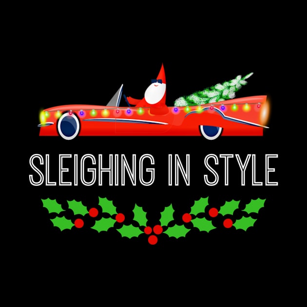 Cute Santa Car Sleighing In Style Funny Christmas by egcreations