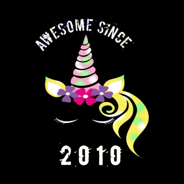 Awesome Since 2010 unicorn birthday 10th gift shirt by FouadBelbachir46