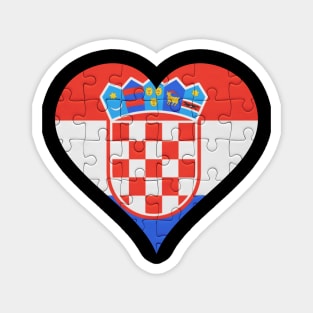Croatian Jigsaw Puzzle Heart Design - Gift for Croatian With Croatia Roots Magnet