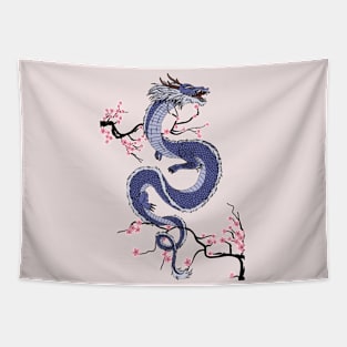 Sakura Dragon (Blue) Tapestry