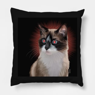 Soba - Snowshoe Cat Ready to Fire Lasers Pillow