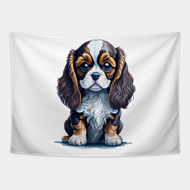 Chibi Cavalier King Charles Spaniel Dog Tapestry by Energized Designs