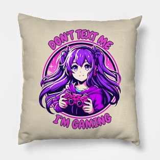 Purple anime girl gamer Pillow