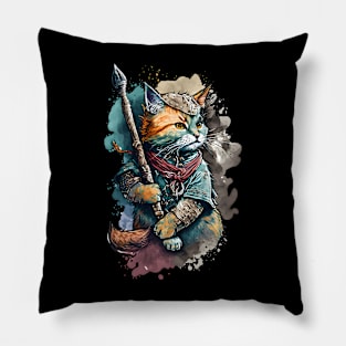 Viking Cat Painting Pillow