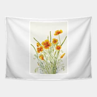 Mexican Gold Poppy - Botanical Illustration Tapestry