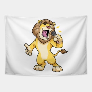 Lion as singer with a microphone Tapestry