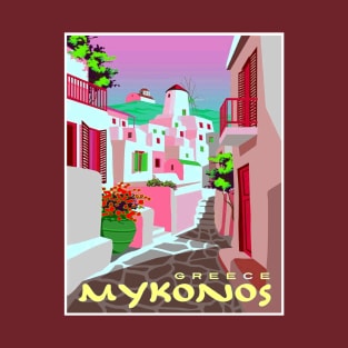 Mykonos Greece Abstract Surreal Travel and Tourism Print T-Shirt