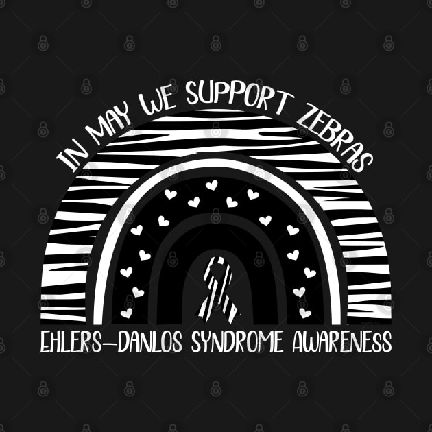 Ehlers Danlos Awareness Month Boho Rainbow Zebra Ribbon by Jesabee Designs