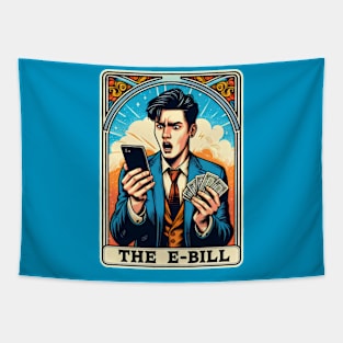 The E Bill Devil Money Expense Shocking Funny Tarot Card Pun Tapestry