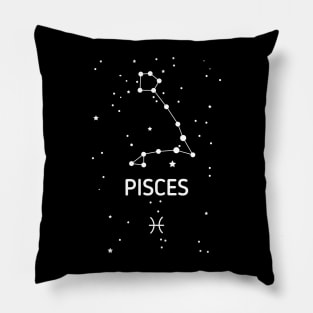 Pisces Zodiac Sign Constellation (White Print) Pillow