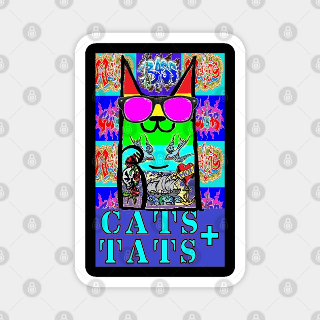 Cats and tats Rainbow 1 Magnet by LowEndGraphics