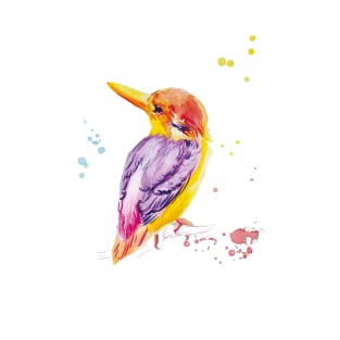 watercolor kingfisher bird drawing T-Shirt