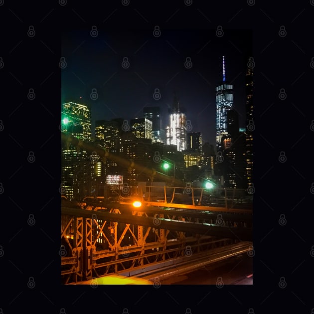 Manhattan Skyline, Night, Brooklyn Bridge, NYC by eleonoraingrid