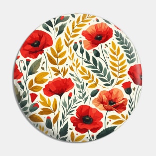 Red Poppy Flower Pin