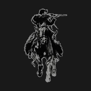 Rustic cowboy with rifle riding horse classic sketch T-Shirt