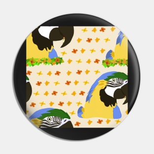 Yellow Ara Parrot and Flowers Pin