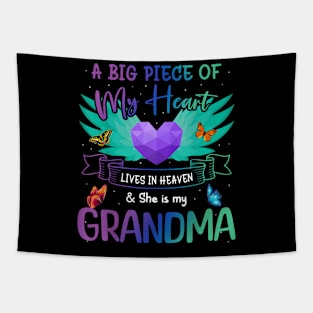 Grandma  Birthday to Angel in Heaven Heart Wing Tapestry