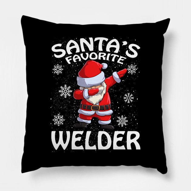 Santas Favorite Welder Christmas Pillow by intelus