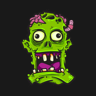 Zombie Face Scary Halloween Design T-Shirt