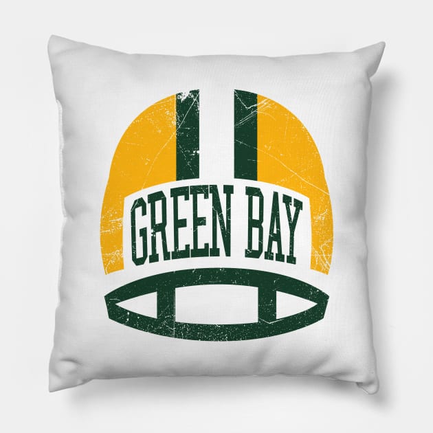 Green Bay Retro Helmet - White Pillow by KFig21