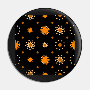 Suns and Dots Orange on Black Repeat 5748 Pin