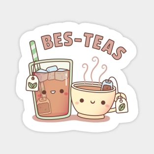 Cute Iced Tea and Hot Tea Bes Teas Bestie Pun Magnet