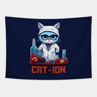 Chemist cat, cation, chemistry, laboratory, kitty in lab, gift present ideas Tapestry