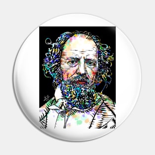 ALFRED,LORD TENNYSON watercolor and ink portrait Pin