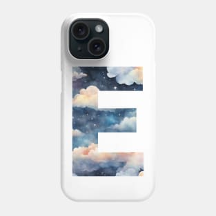 A pattern of cloud shapes filling the letter e Phone Case