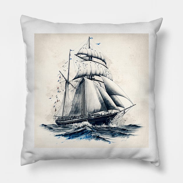 On the high seas V Pillow by hamptonstyle