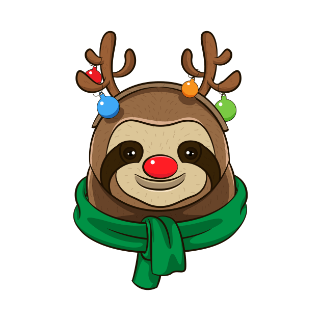 Cute The Red-Nosed Sloth Reindeer by teeleoshirts