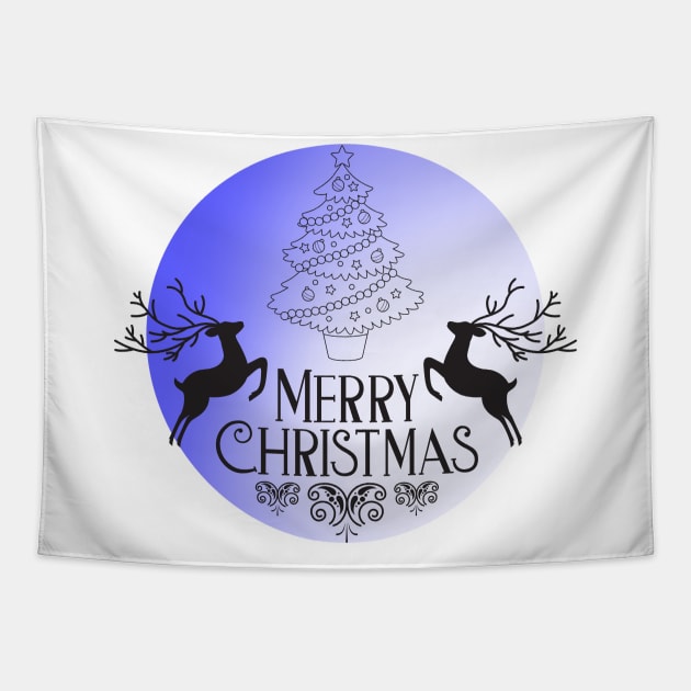 Merry Christmas Deers Tapestry by NICHE&NICHE