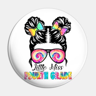 Little Miss Fourth Grade Messy Bun Girl Back To School Pin