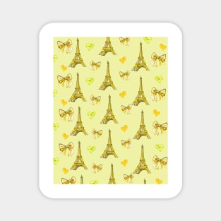 Girly Eiffel Tower Pattern in Watercolours Yellow Background Magnet