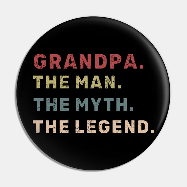 Grandpa The Man The Myth The Legend Father Gift T-Shirt Pin by Aliaksandr