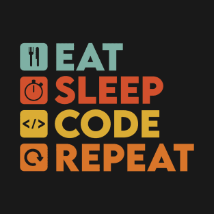 Eat Sleep Code Repeat, Funny Developer Vintage Retro T-Shirt