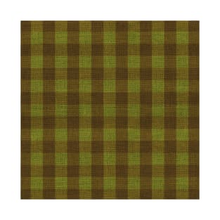 Winter Brown and Green Checkerboard Plaid Christmas Burlap Cloth T-Shirt