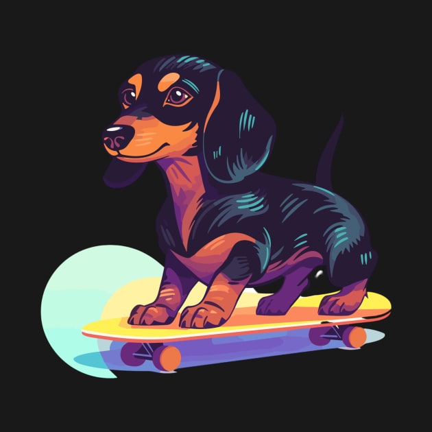 Groovy Dapple Dachshund on Skateboard by TeeCraftsGirl