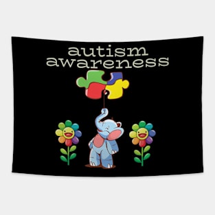 Autism Awareness Sunflower Elephant Kindness Ribbon Heart Tapestry