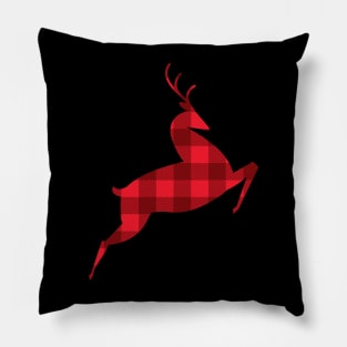 Leaping Deer Red Plaid texture Pillow