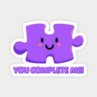 You Complete Me! Cute Purple Puzzle Piece Cartoon Magnet