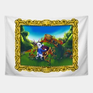 Framed White Rabbit Tapestry