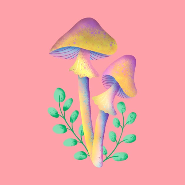 Magic Mushroom with leaves by Lidiebug