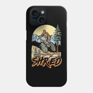 Shred! Skeleton  Mountain Biker Skull Bike Rider Outdoors Graphic Phone Case