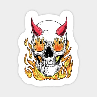 Horned-Skull in flames Magnet