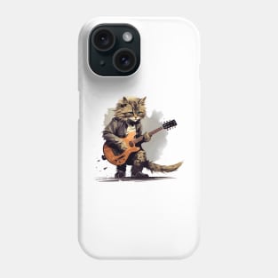 Maine Coon Cat Playing Guitar Phone Case