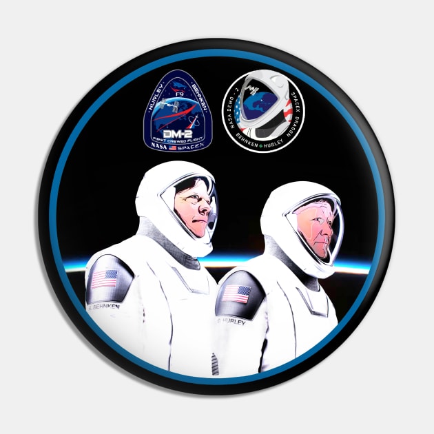 Spacex NASA Demo-2 DM-2 Crew Dragon spacecraft Hurley Behnken Pin by Adaba